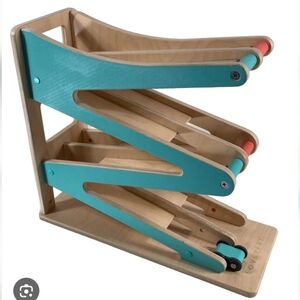 Wooden Ramp Racer Toy - Teal and Natural